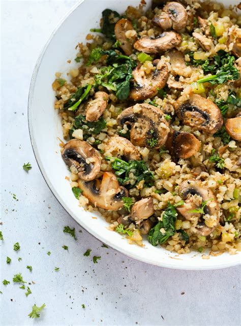 Mushroom Cauliflower "Rice" Skillet Recipe - Primavera Kitchen