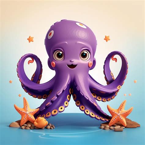 El Lindo Pulpo Sosteniendo Una Estrella De Mar Ilustraci N De Icono