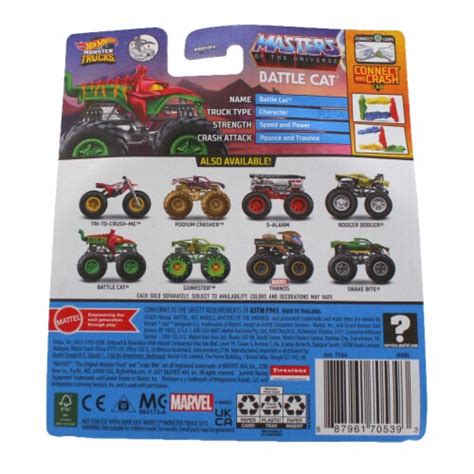 Hot Wheels Monster Trucks 1:64 Scale Battle Cat 61/75 Includes Connect ...