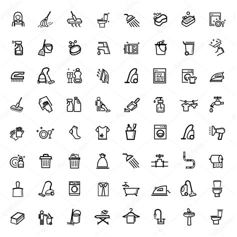 Vector Black Cleaning Icons Set Stock Vector Image By Bioraven