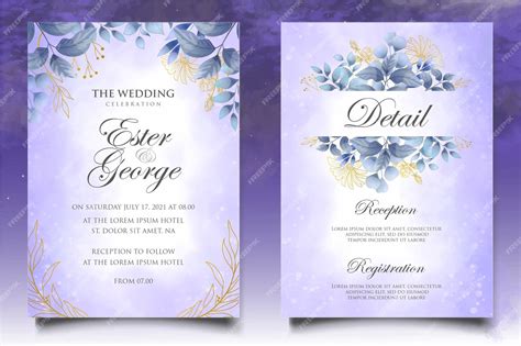 Premium Vector Watercolor Wedding Invitation Floral And Leaves Card