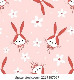 Seamless Pattern Bunny Rabbit Cartoons Cute Stock Vector Royalty Free