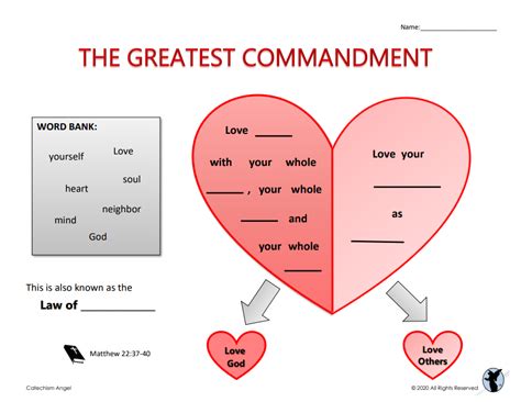 Greatest Commandment Lesson Plan For 1st Grade Catechism Angel Free