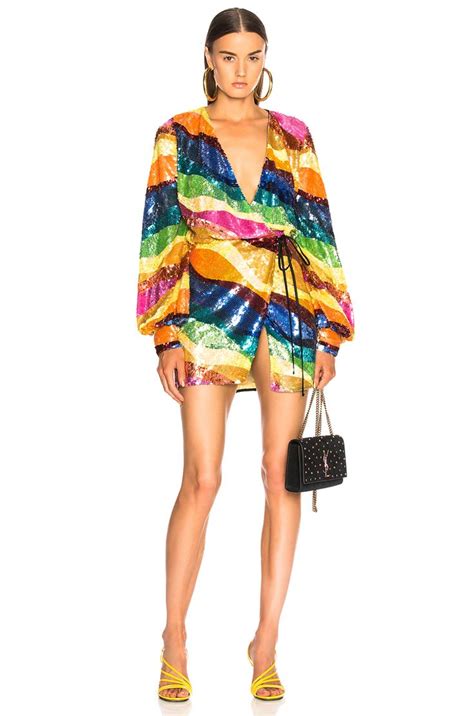 Attico Sequin Dress In Multicolor Fwrd Fashion Rainbow Dress