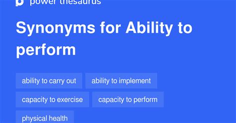 Ability To Perform synonyms - 81 Words and Phrases for Ability To Perform