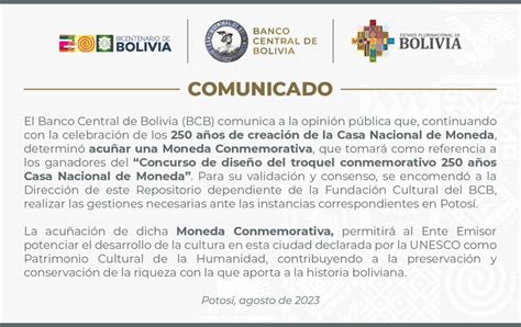 BCB acuñará monedas conmemorativas al 250 aniversario de la Casa de Moneda