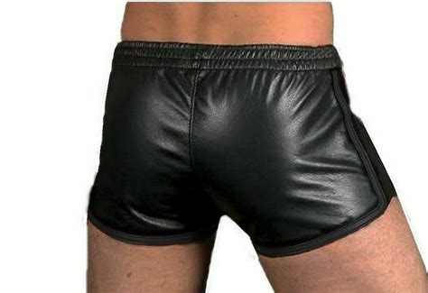 MENS GENUINE SOFT LEATHER SHORT SEXY CLUB WEAR GAY FETISH ADULT BOXER