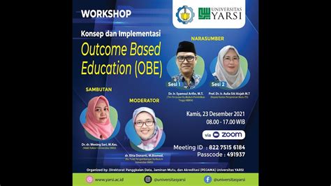 Workshop Konsep Dan Implementasi Outcome Base Education Obe Youtube