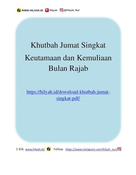 PDF Khutbah Jumat Singkat Keutamaan Dan Kemuliaan Bulan Rajab