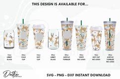 Rudolph Reindeer No Hole Starbucks Hot Cup Wrap Svg Oz