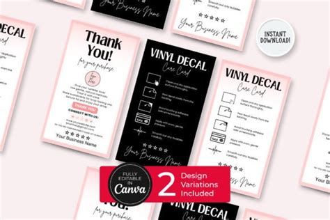 Editable Vinyl Decal Care Card Canva Pdf Graphic By Snapybiz Creative