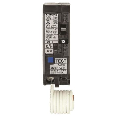 Siemens 15 Amp 1 In Single Pole Combination Afci Circuit Breaker Rbpu Us2qa115afcp The Home