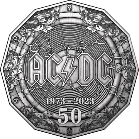 Coins Australia - 2023 50c silver antique coin 50th anniversary of AC/DC