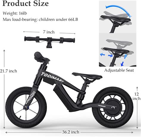 TODIMART Bicicleta eléctrica de equilibrio para niños de 3 a 5 años de