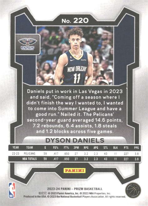 Dyson Daniels 2023 24 Panini Prizm Base 220 Nba Pelicans Id92102 Ebay