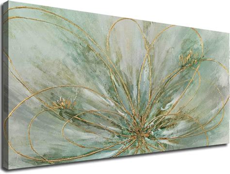 Amazon YJYart Green Flowers Canvas Wall Art Modern Paintings With