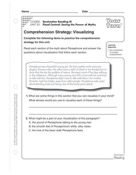 Comprehension Strategy: Visualizing - Houghton Mifflin Harcourt 