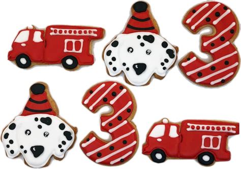 Etsy Firetruck Birthday Cookies Set Of 6 Crunchy Shortbread Cookies