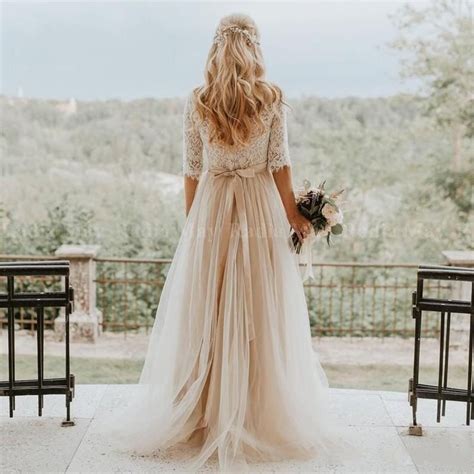 Discount Sexy Bohemian 2020 Backless Champagne Wedding Dresses With