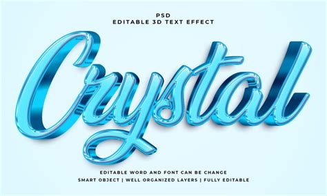 Crystal Psd Efecto De Texto 3d Premium Con Fondo Archivo PSD Premium