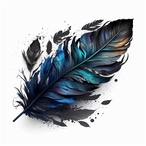 Feather Tattoo Design White Background PNG File Download High ...