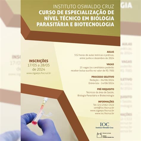 Fiocruz Abre Inscri Es Para Curso De Especializa O Em Biologia