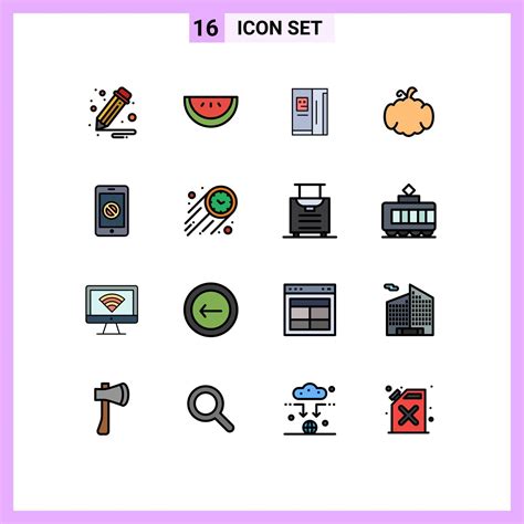 grupo de símbolos de ícone universal de 16 linhas preenchidas de cores