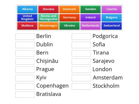 Europe Capitals and Countries - Match up