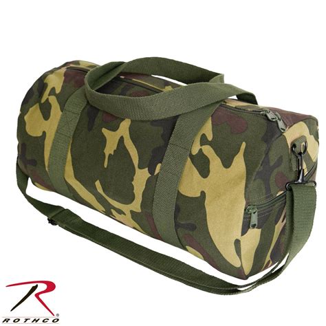 19 Inch Camouflage Canvas Shoulder Duffle Bag Rothco Woodland Camo G Grunt Force