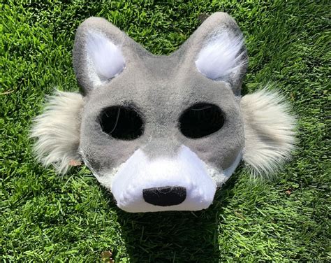 Gray Wolf Furry Therian Cosplay Mask Etsy