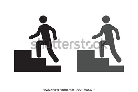 Man On Stairs Going Symbol Isolated Stock Vector Royalty Free