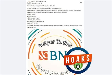 Hoaks Tautan Promo Berhadiah Sambut Ramadhan Mengatasnamakan Bni