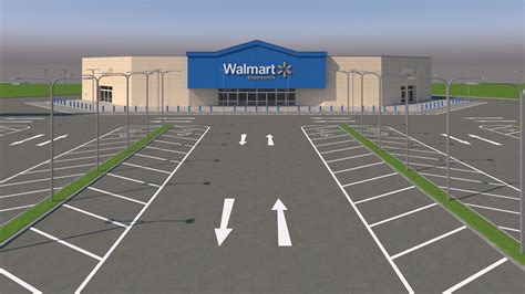 Walmart Con Estacionamiento Modelo 3D 99 Max Obj Fbx Free3D