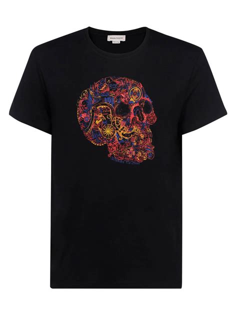 T Shirts Alexander Mcqueen Skull Black Cotton T Shirt 649873qqz530901