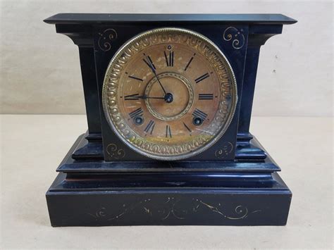 1882 Patent Date Antique Ansonia Mantel Shelf Clock Working Chimes Key Metal Antique Price