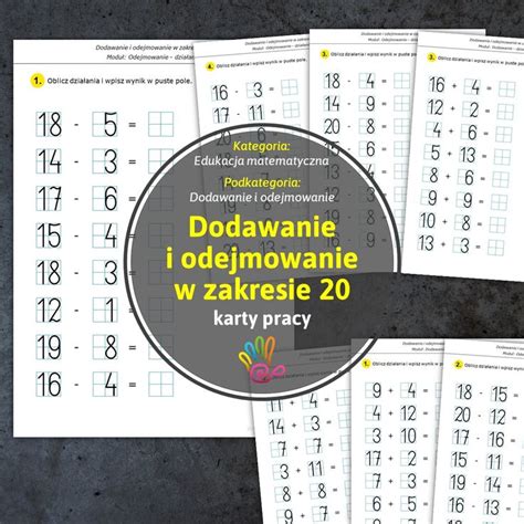 Dodawanie I Odejmowanie W Zakresie 20 Karty Pracy Matematyka Pdf