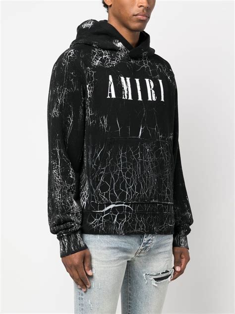 Amiri Black Hoodie With Tye Dye Pattern And Logo Modesens