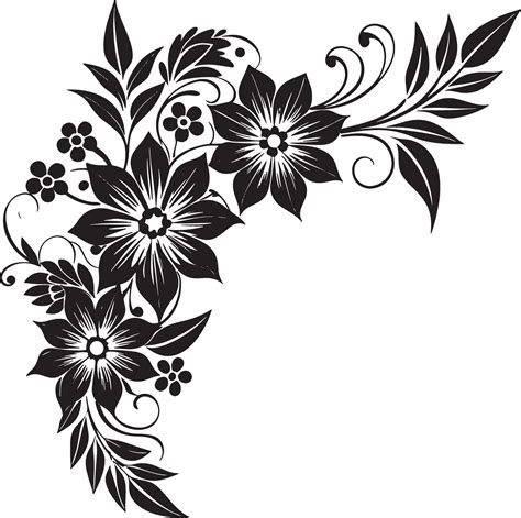 floral corner element illustration black and white 47014175 Vector Art ...