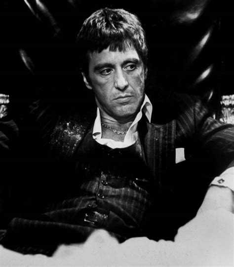 Download Al Pacino Scarface In Striped Suit Wallpaper | Wallpapers.com