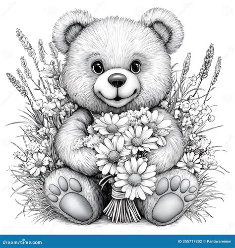 Cute And Cuddly Teddy Bear Coloring Page Royalty-Free Cartoon
