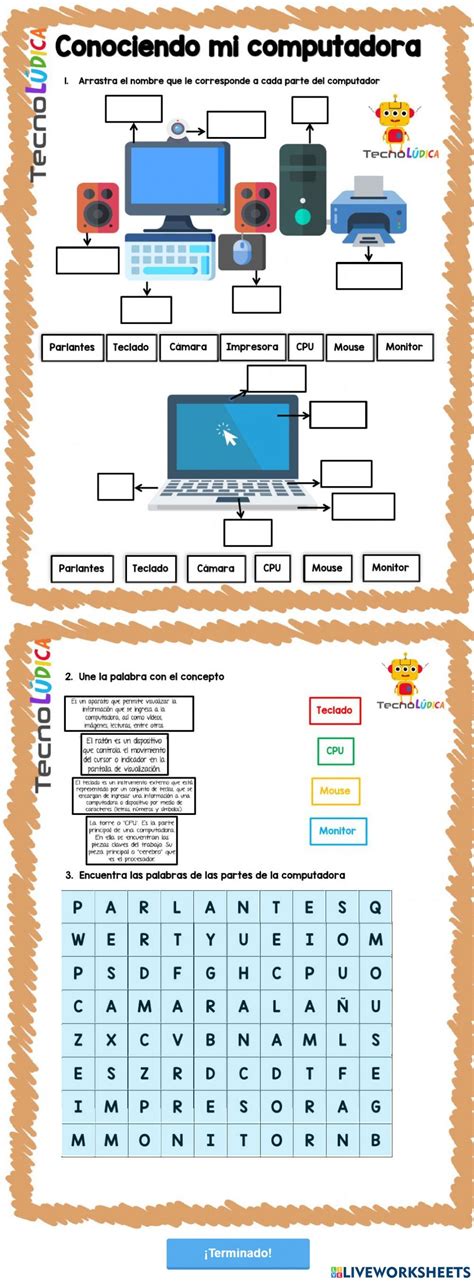 Partes De La Computadora Interactive Worksheet For Live Worksheets