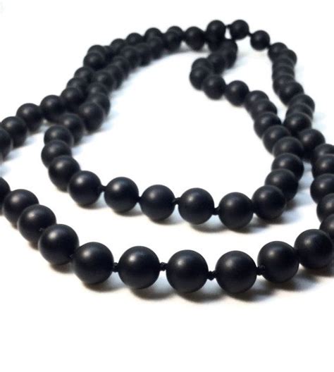 Black Onyx Necklace Long Bead Necklace By PetitDepot