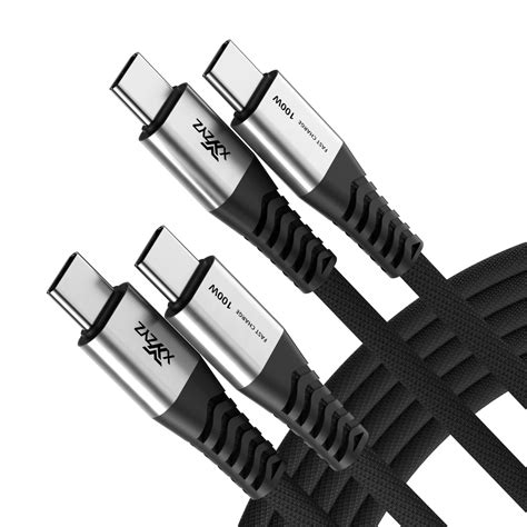 Xyyzyz Usb C To Usb C Cable [ 6 6 Ft 2 Pack ] 100w 5a Pd Qc Type C Fast Charging Cable Nylon