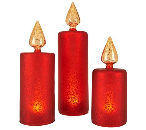 Set Of 3 Lit Frosted Vintage Mercury Glass Candles By Valerie