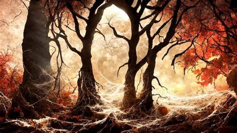 Premium AI Image | Halloween scary deadly forest realistic painting ...