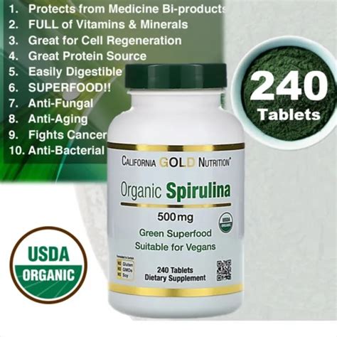 California Gold Nutrition Organic Spirulina 500 Mg 240 Tablets Lazada Ph