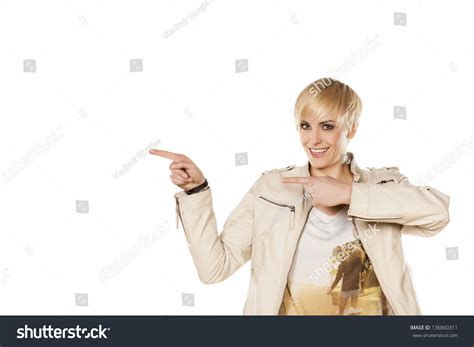 Cute Short Hair Blonde Girl Shows Stock Photo 136860311 Shutterstock