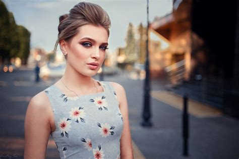 Wallpaper Women Model Portrait Blonde Depth Of Field Red Dress