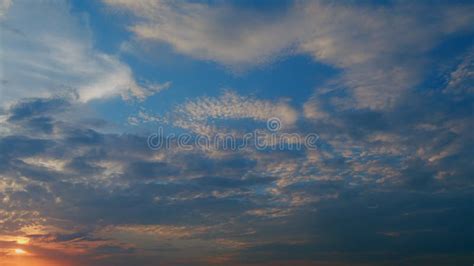 Texture Of Bright Evening Sky During Sunset Background Of Cirrus