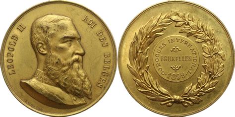 Belgien Königreich Vergoldete Bronzemedaille 1885 Leopold II 1865 1909